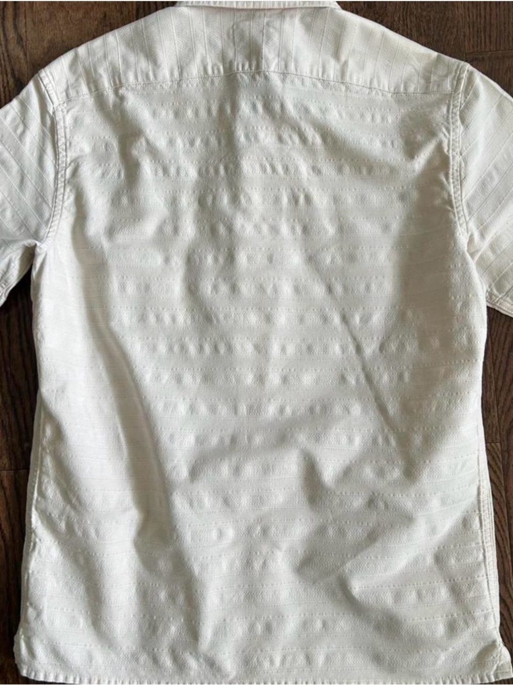 Taylor Stitch Cream Short-Sleeve Textured Button-Down Shirt - Picture 3 of 6